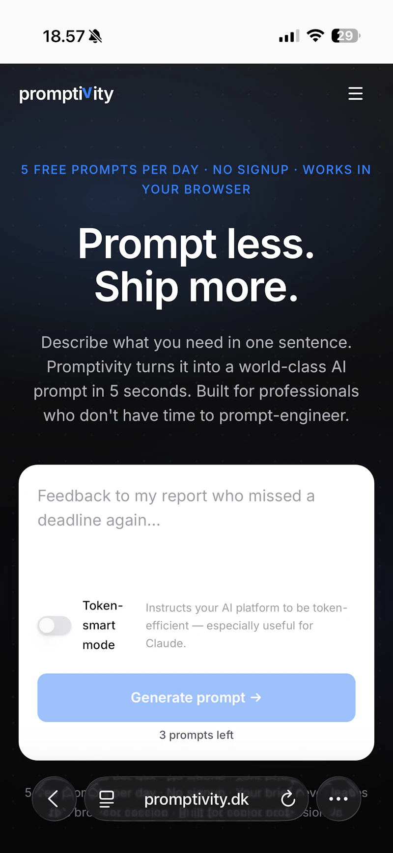 Promptivity screenshot 1