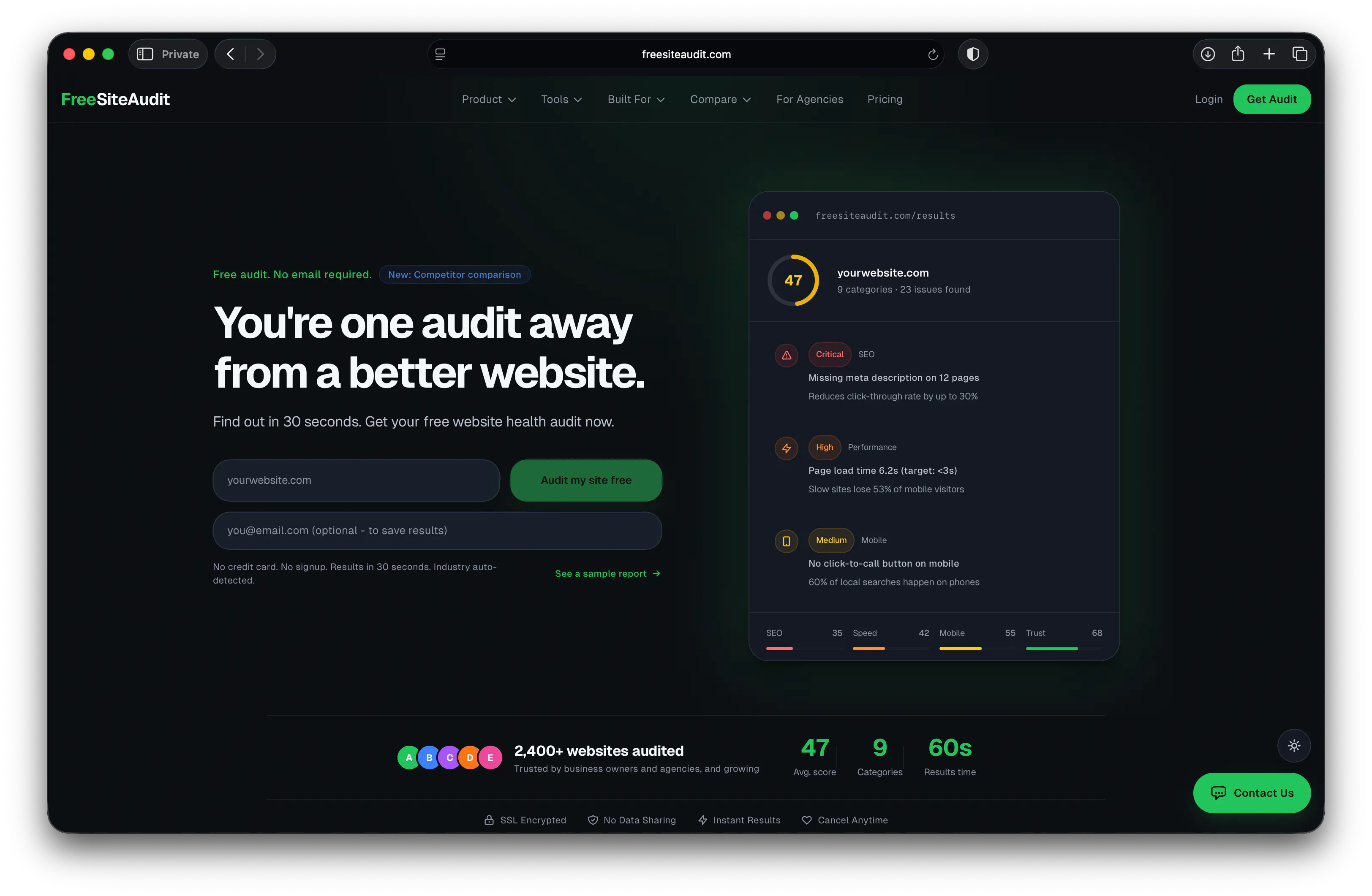 Banner del producto Free Site Audit