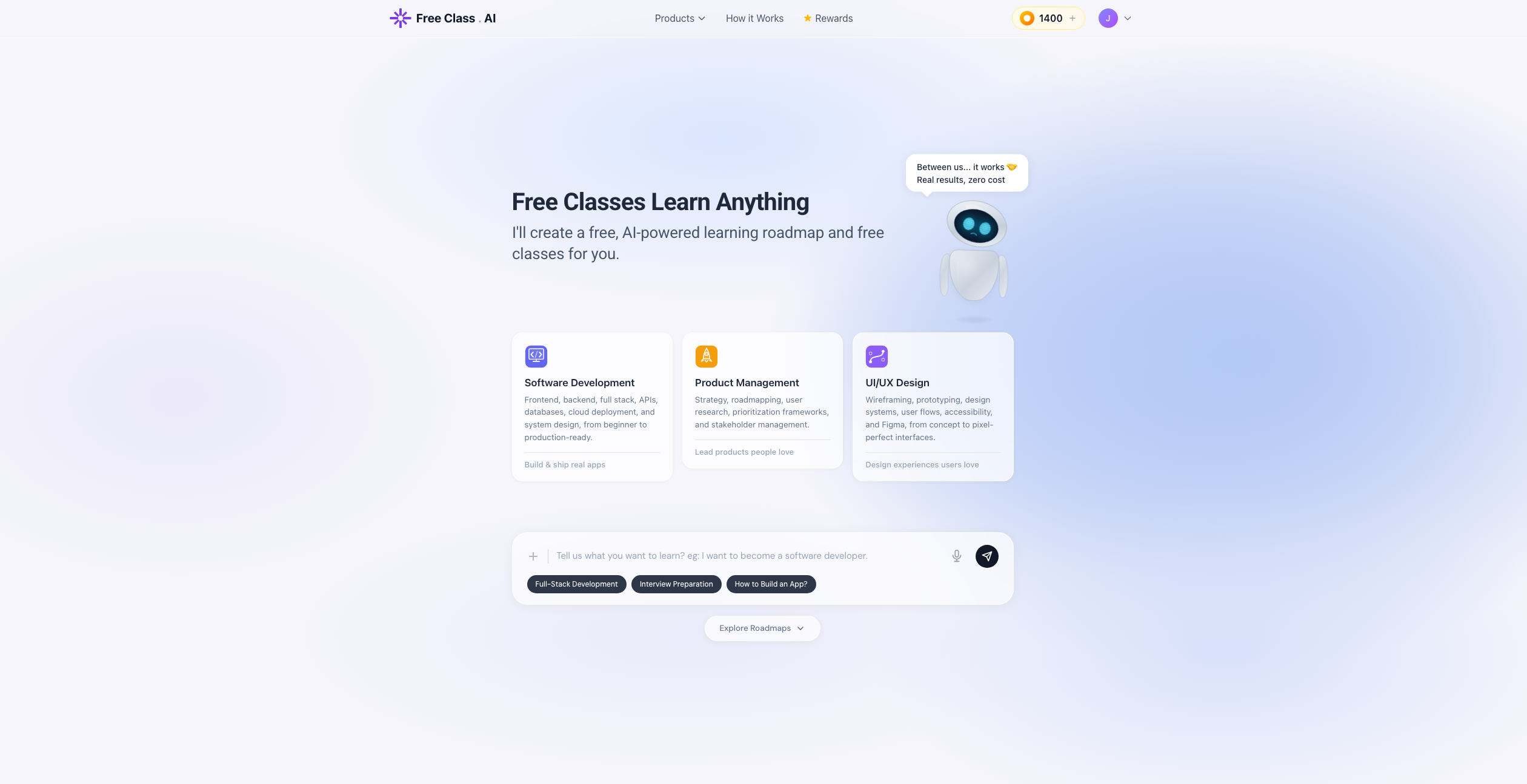 Freeclass.ai - Screenshot 2 showing product features and functionality