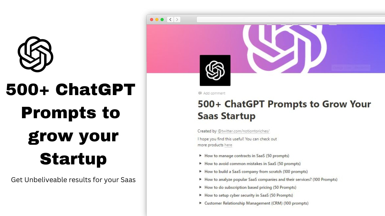 500 Chatgpt अपने सास को विकसित करने के लिए संकेत देता है