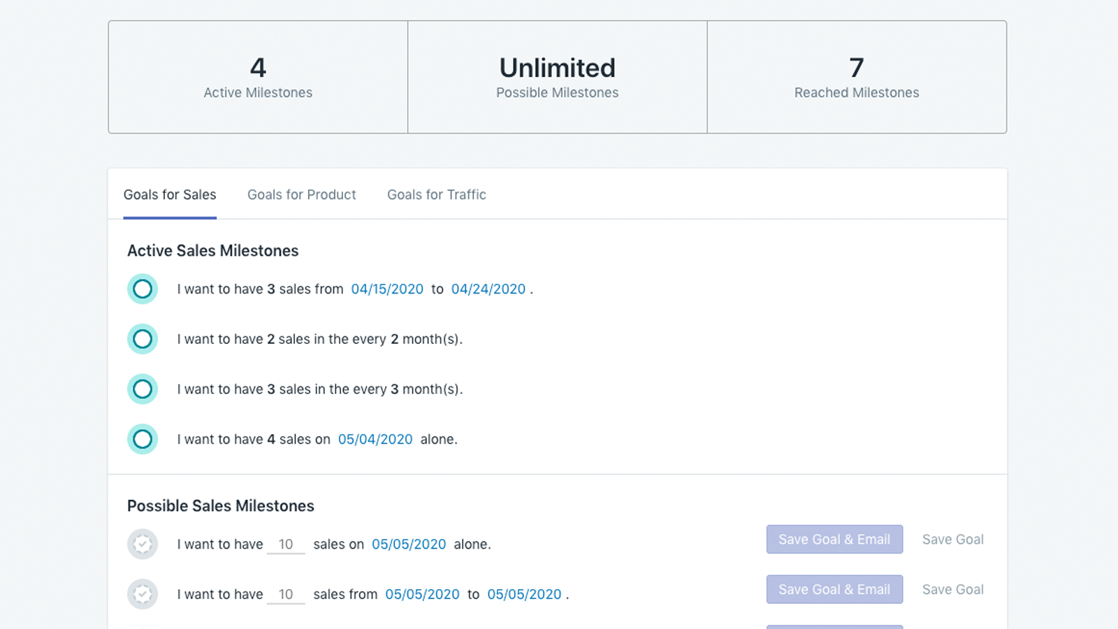 Milestone Motivator Shopify App gallery image