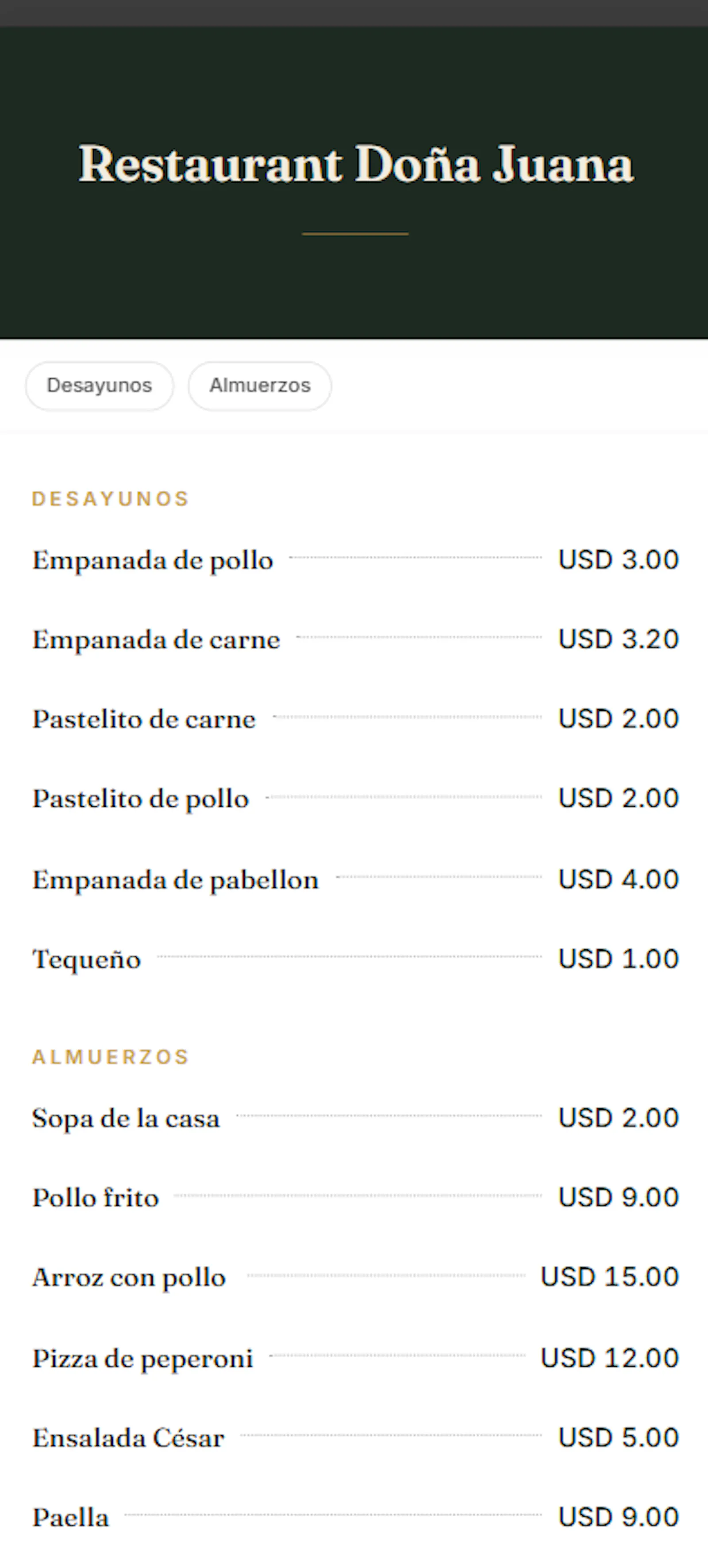 Menú digital para restaurantes screenshot 1