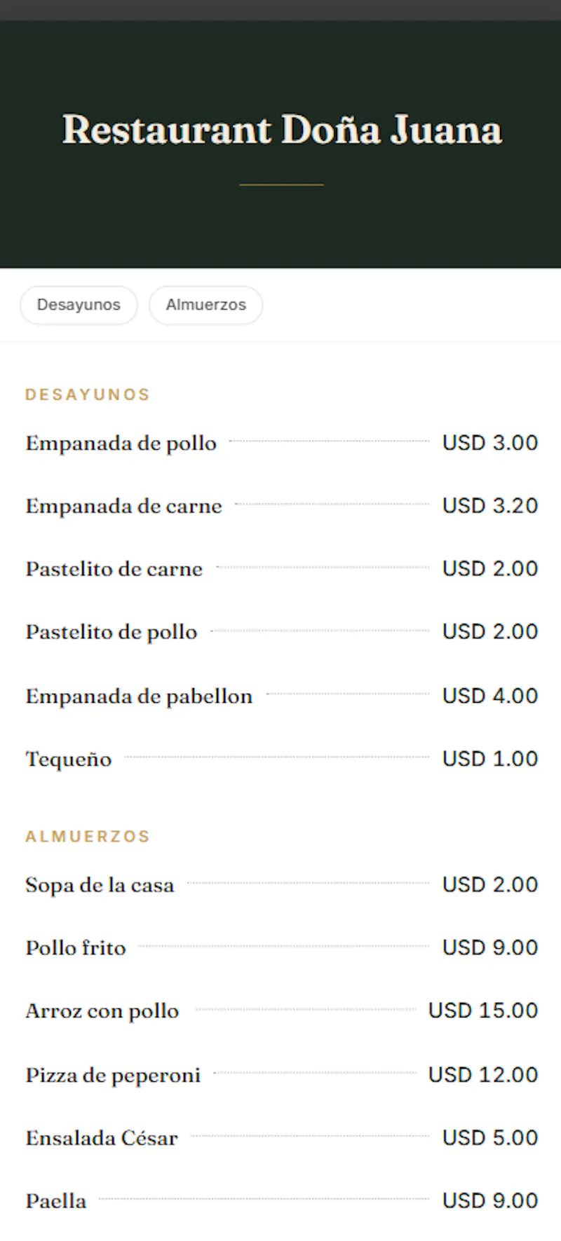 Menú digital para restaurantes screenshot 1