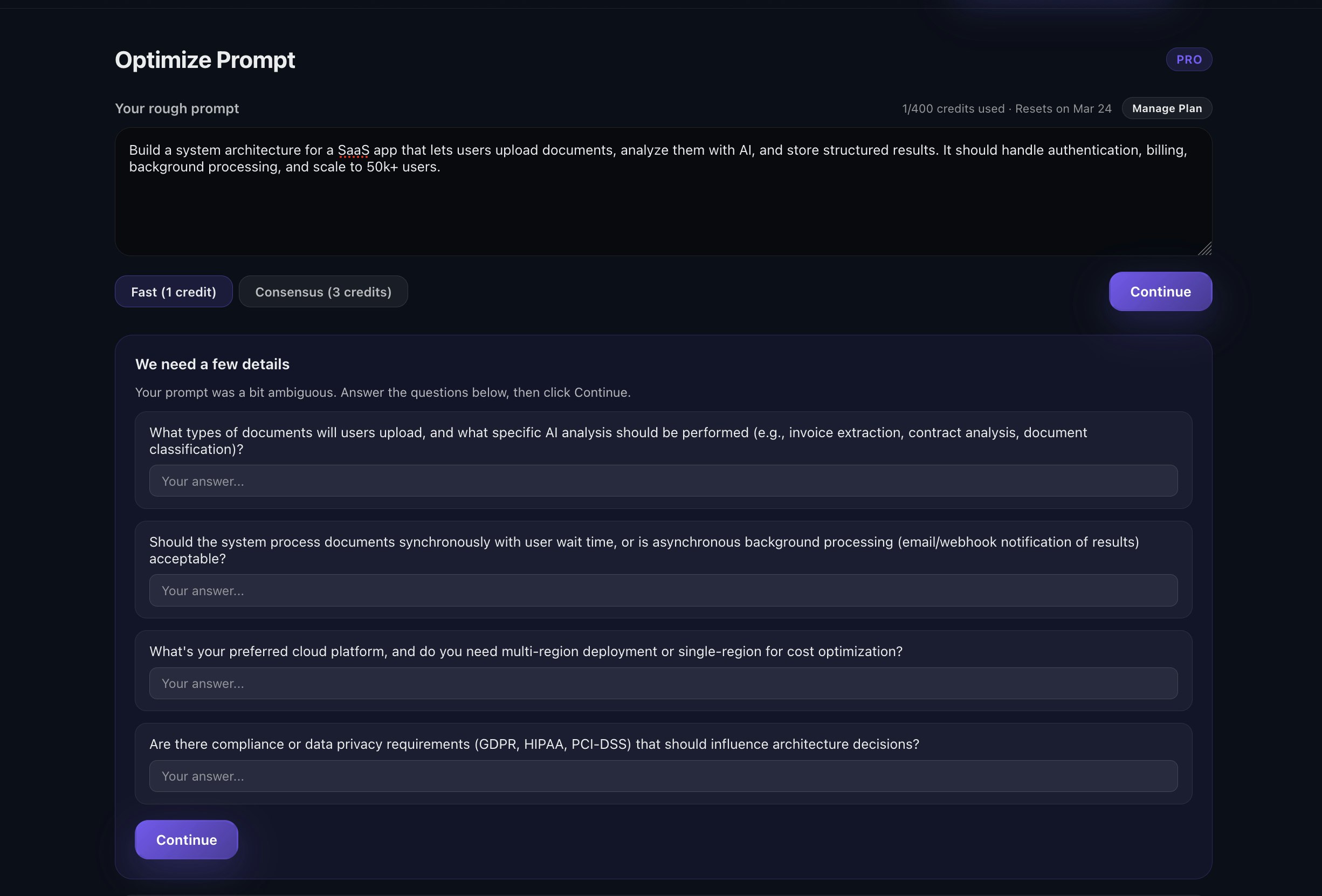 ThePerfectPrompt - Main product screenshot demonstrating key features and user interface
