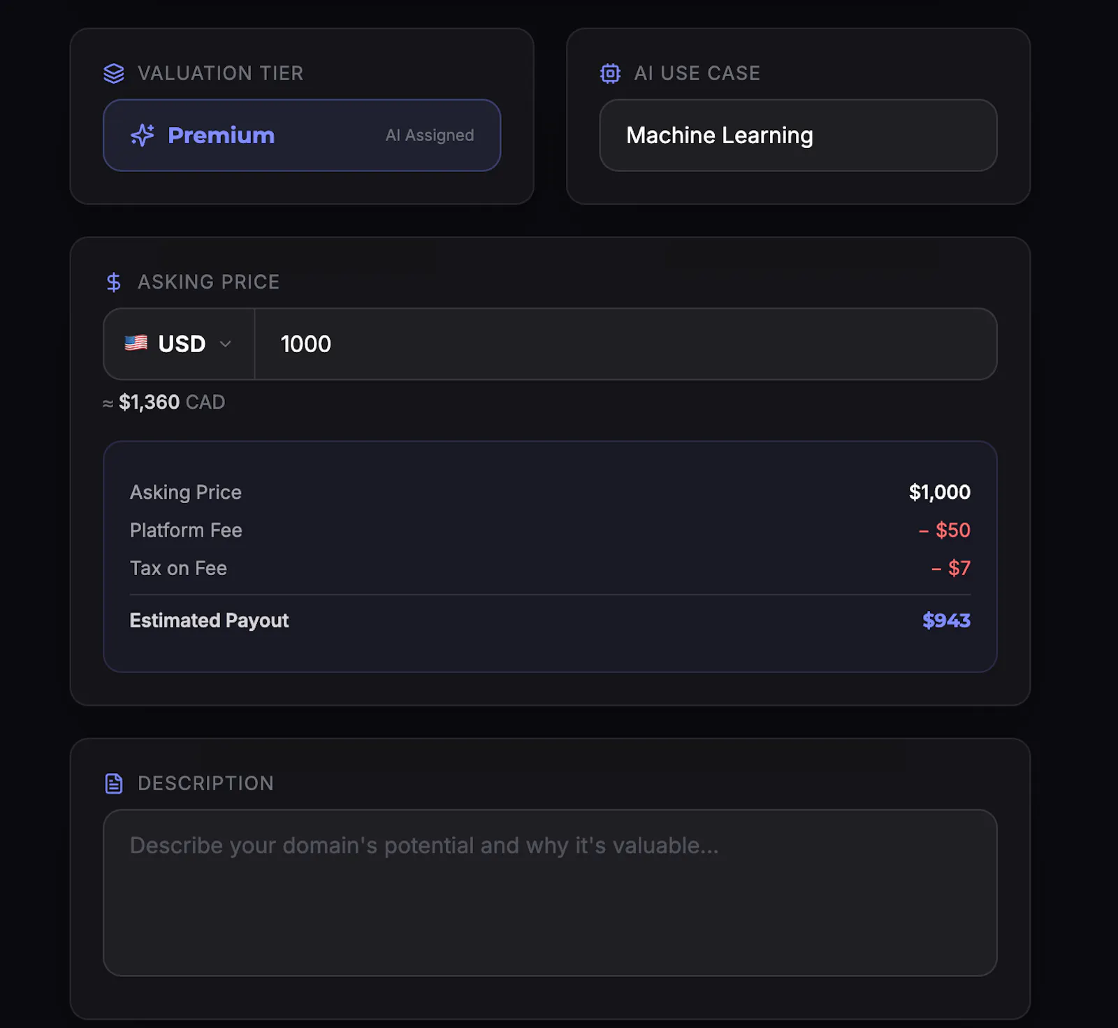 AI Domain Market Launch  screenshot 5