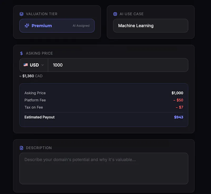 AI Domain Market Launch  screenshot 5