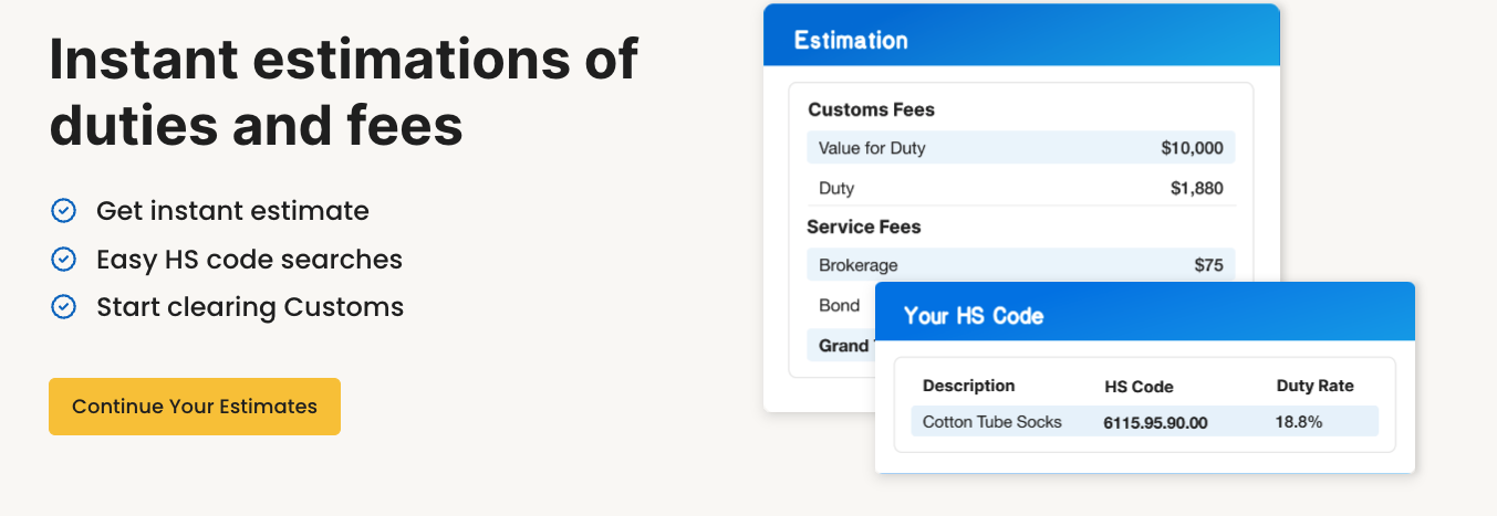 Customs duty estimator