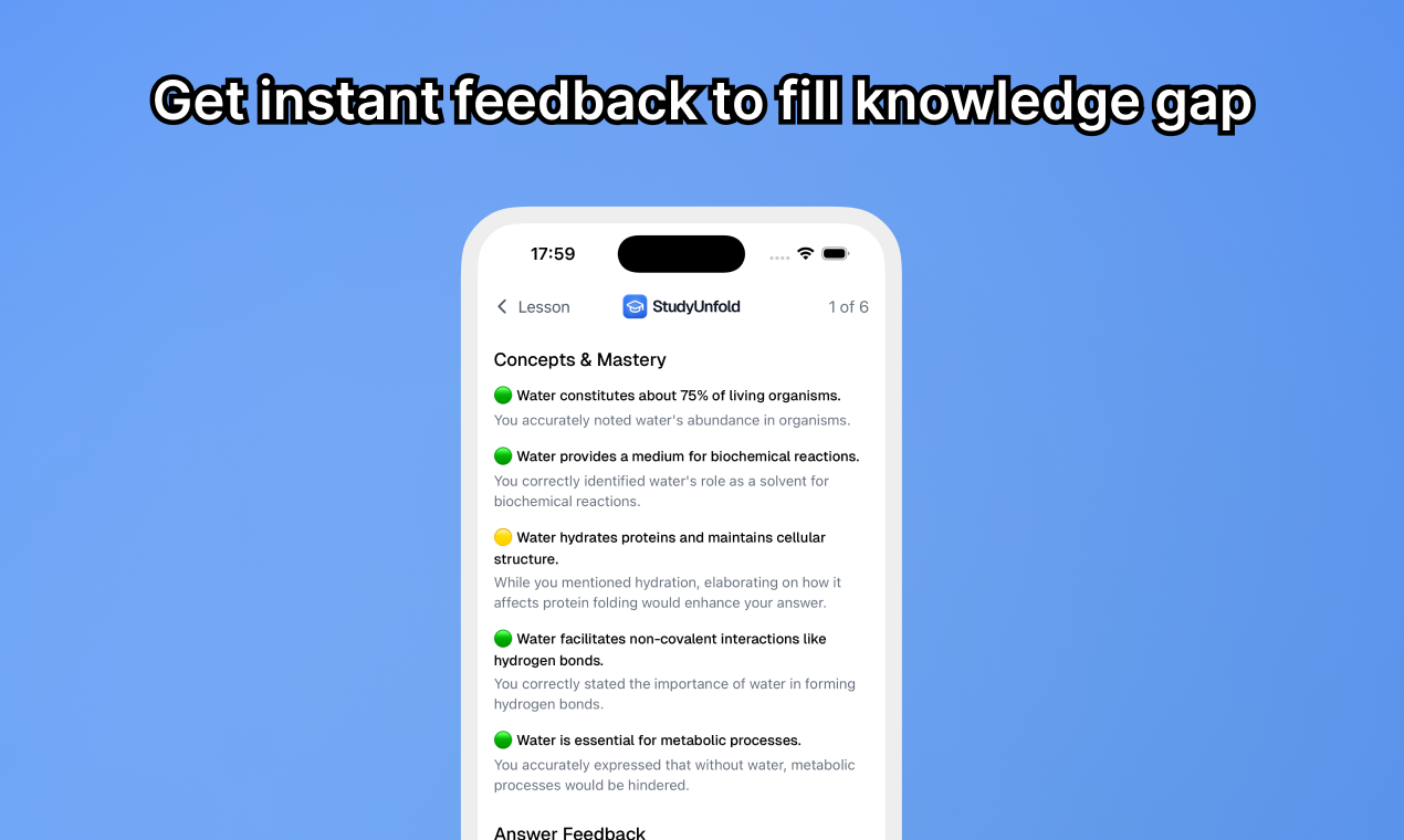 StudyUnfold - Generieren Sie Notizen, Karteikarten, Tests aus Ihrem Unterricht. Medien 3