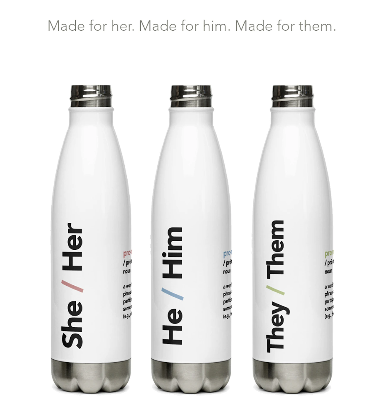 Pronoun Water Bottles
