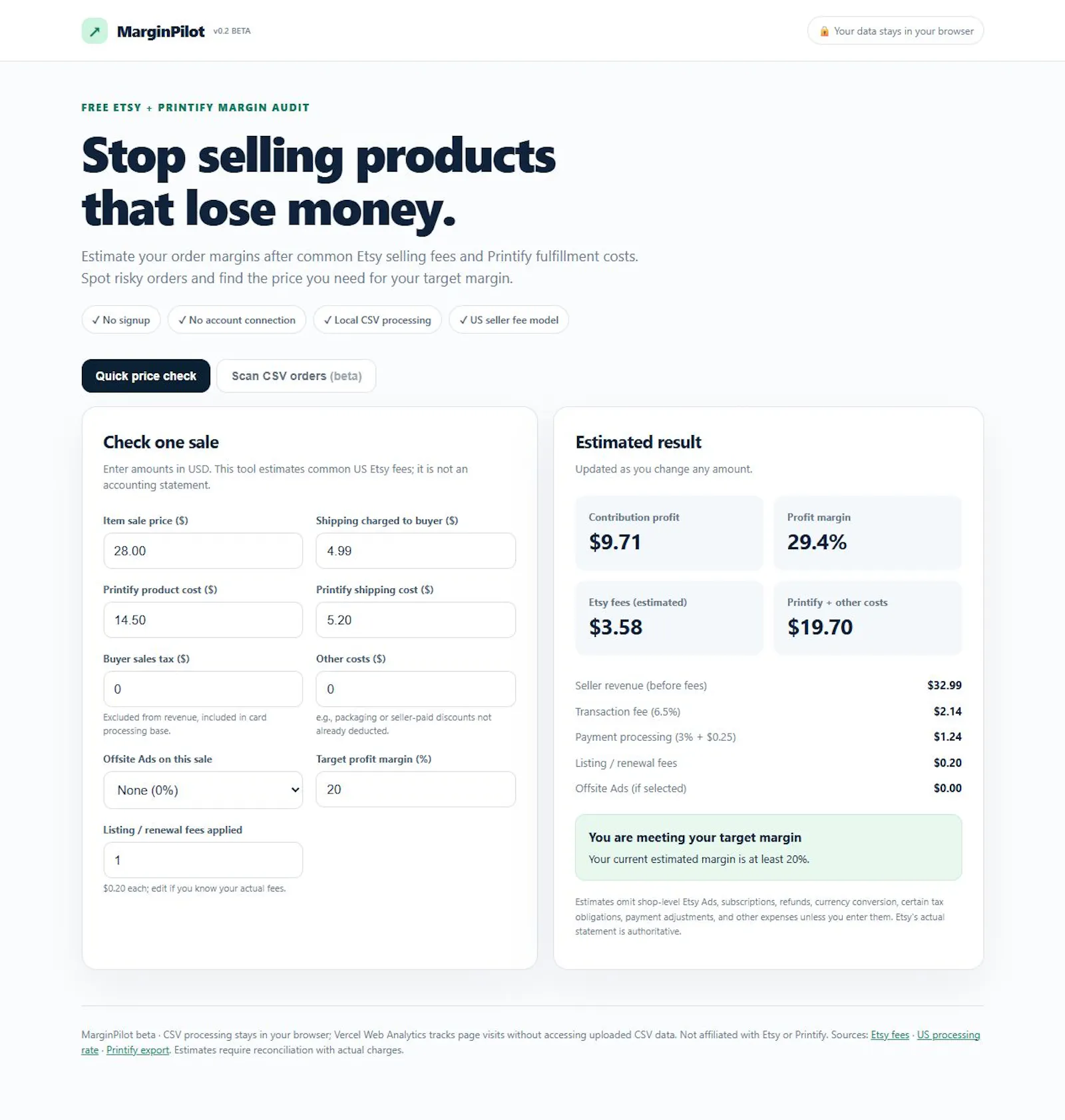MarginPilot screenshot 2