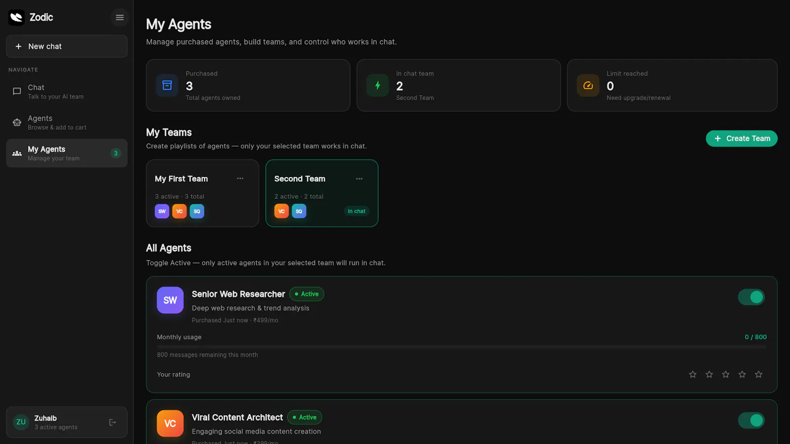 Zodic - AI Agent Marketplace screenshot 3