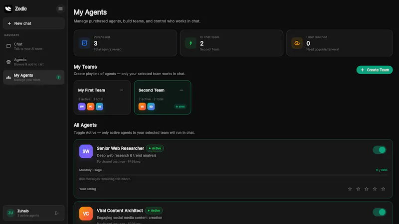 Zodic - AI Agent Marketplace screenshot 3