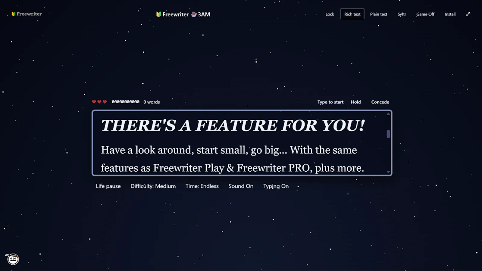 Freewriter screenshot 2