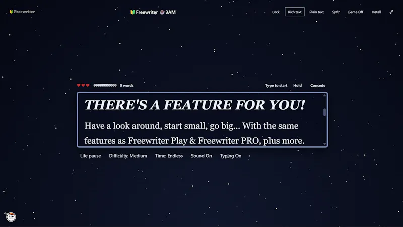 Freewriter screenshot 2
