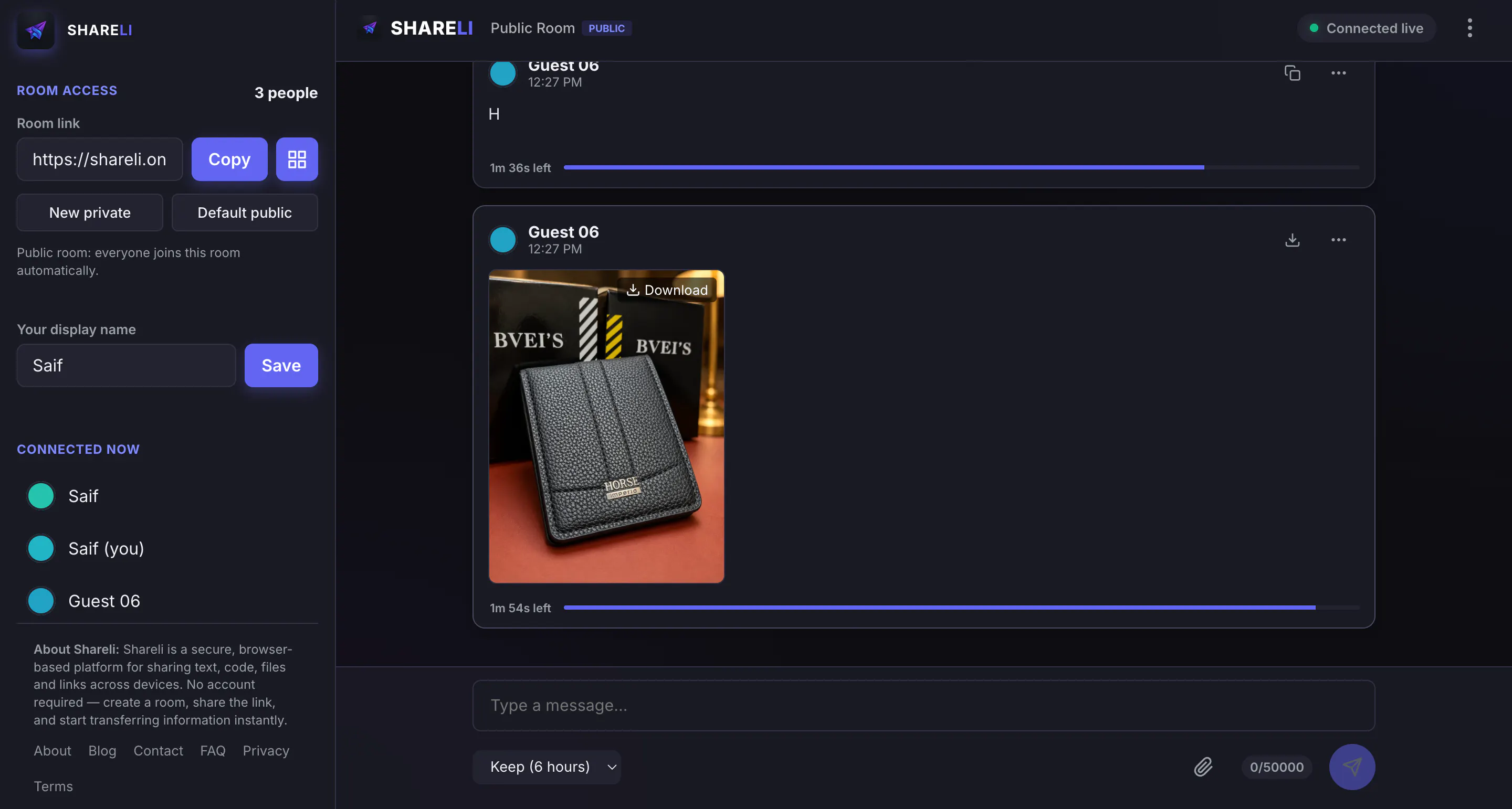 Shareli screenshot
