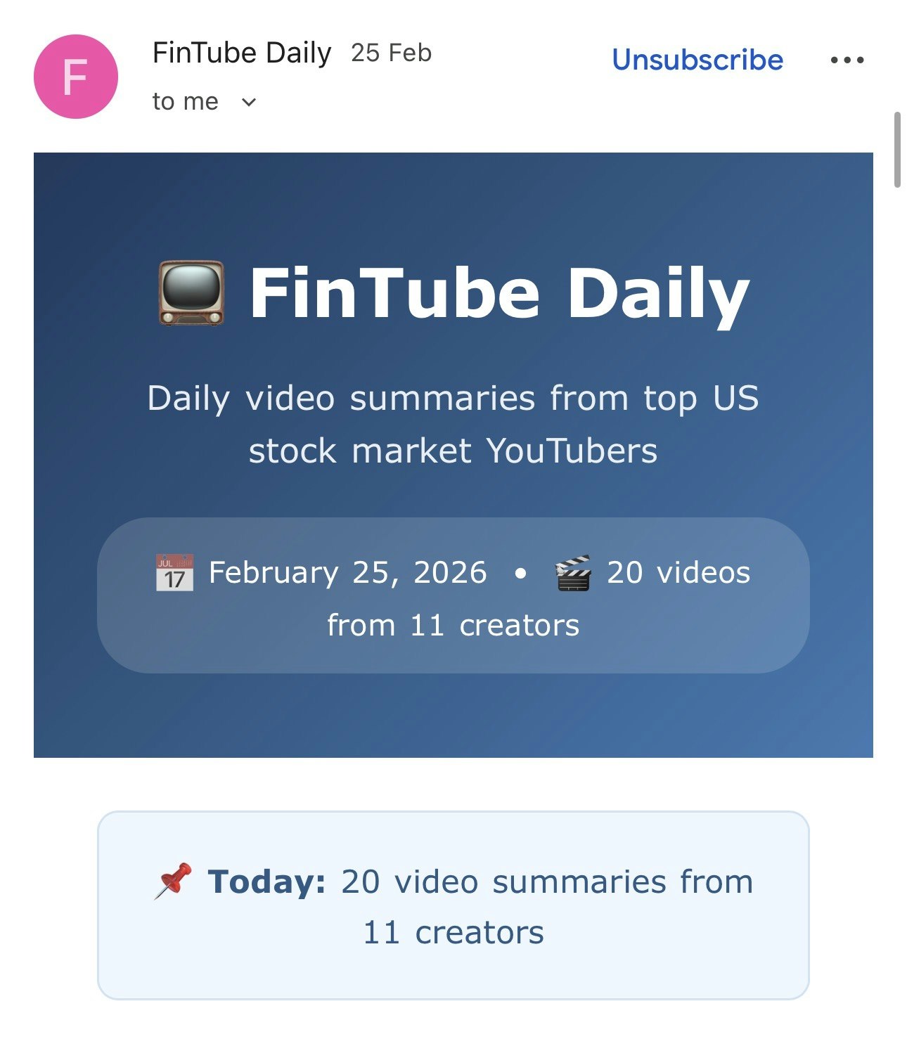 FinTube Daily - Main product screenshot demonstrating key features and user interface