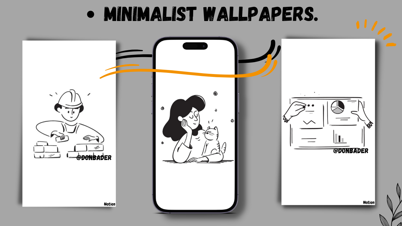 Mídia 3 de Notion Ilustrações Pacote de papel de parede - Papéis de parede de noção minimalista