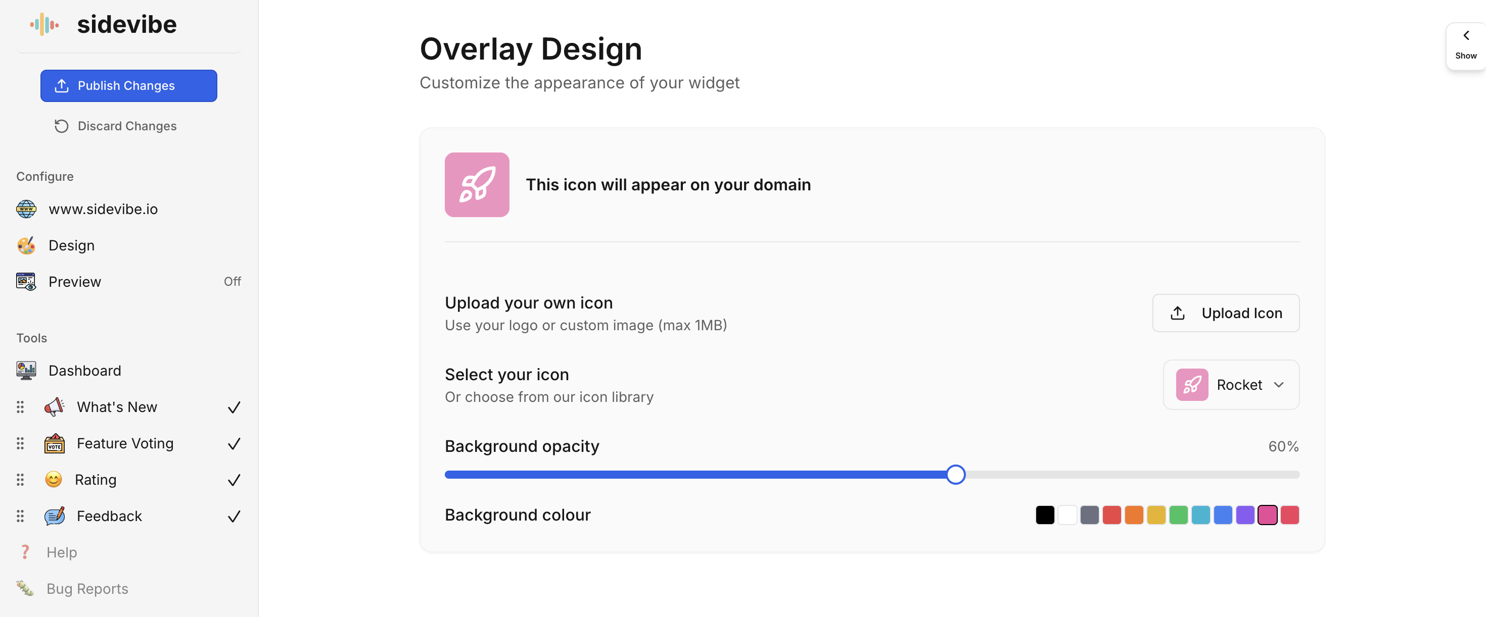 sidevibe - Screenshot 2 showing product features and functionality