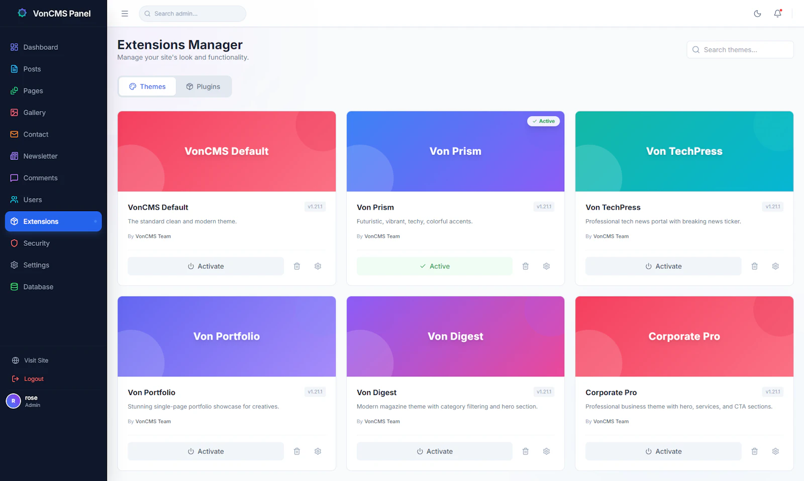 VonCMS screenshot 3