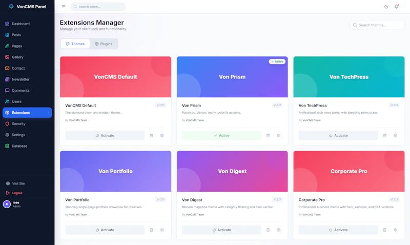 VonCMS screenshot 3