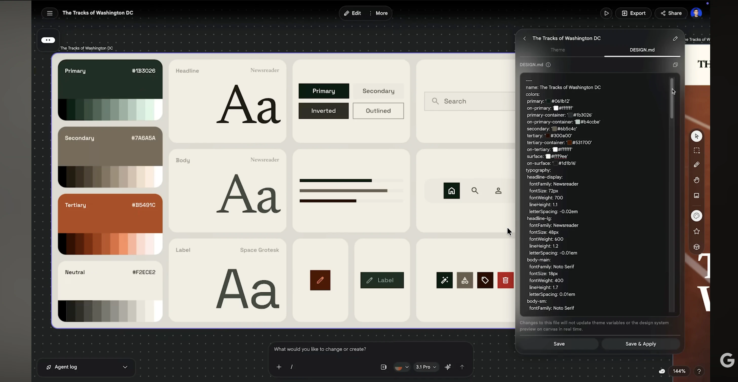 DESIGN.md by Google Stitch screenshot 2