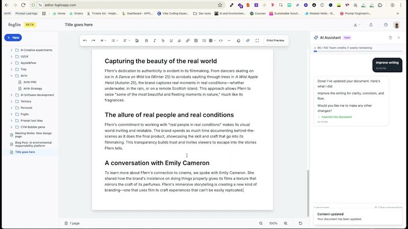 Foglio screenshot 1 (video preview)