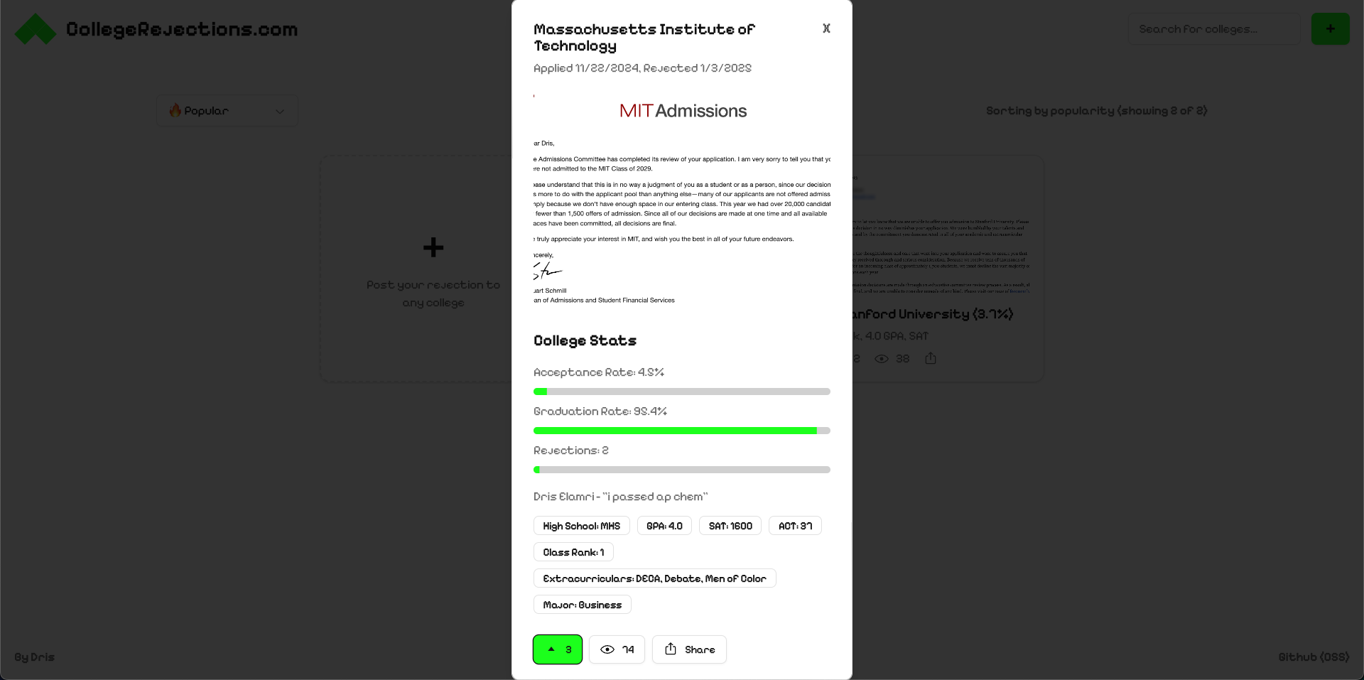 Mídia 3 de CollegeRejections.com