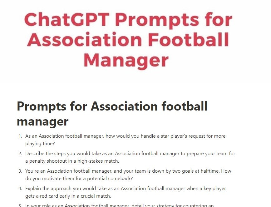 CHATGPT chiede il manager del calcio media 2
