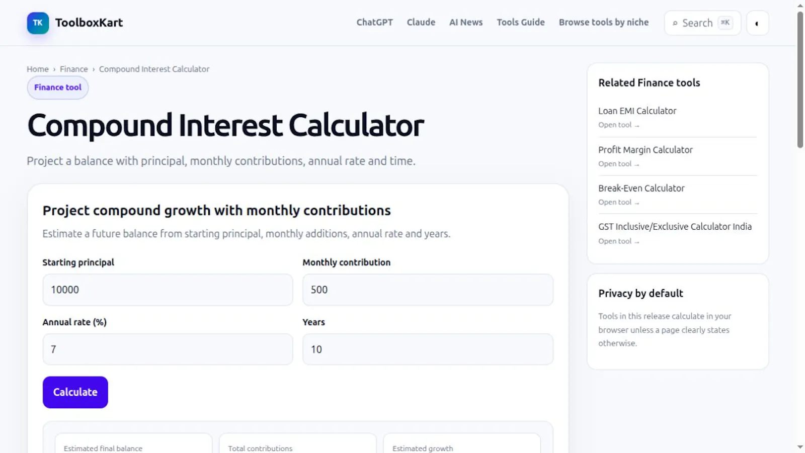Compound Interest Calculator screenshot 1
