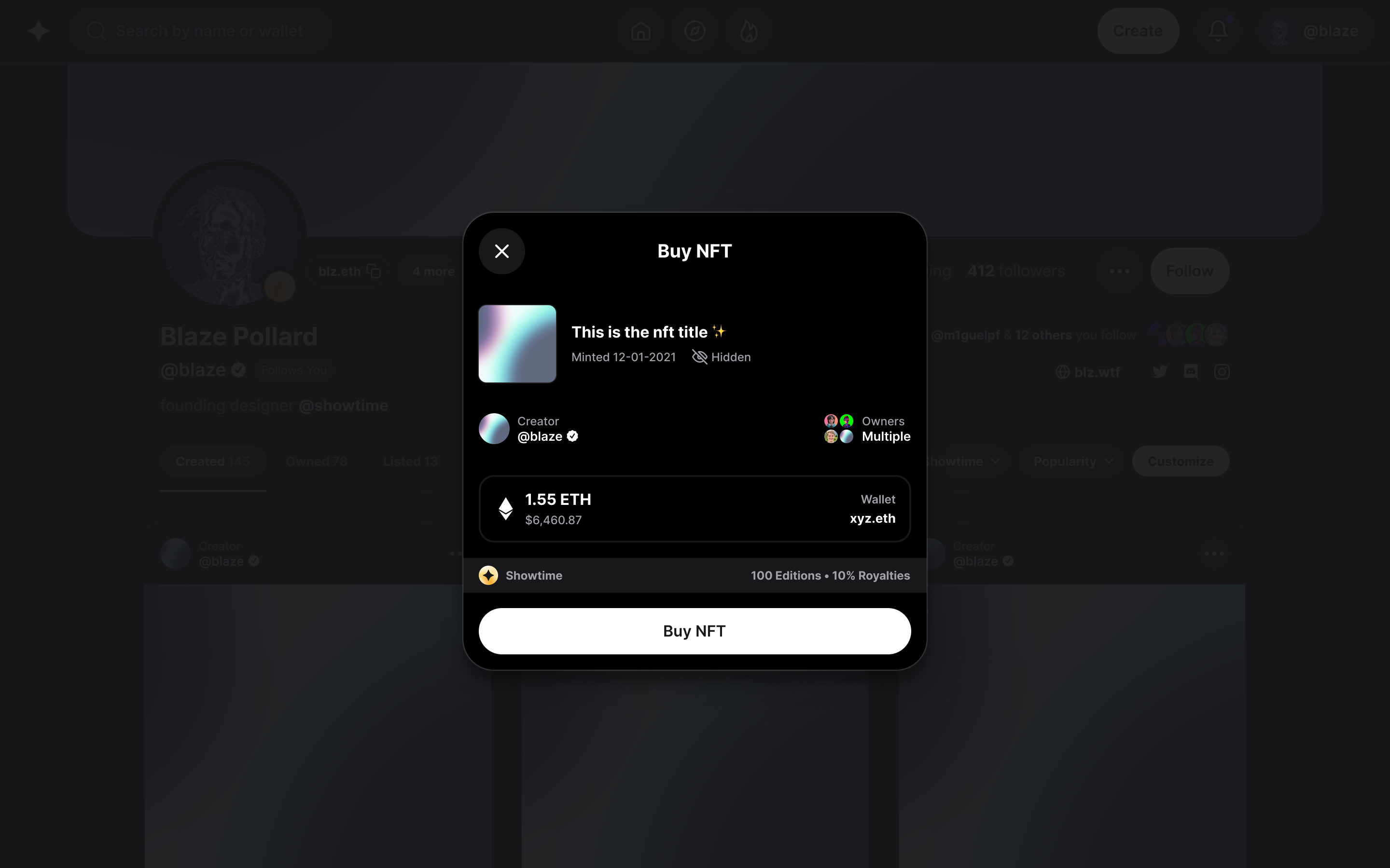 Showtime Gasless NFT Marketplace gallery image