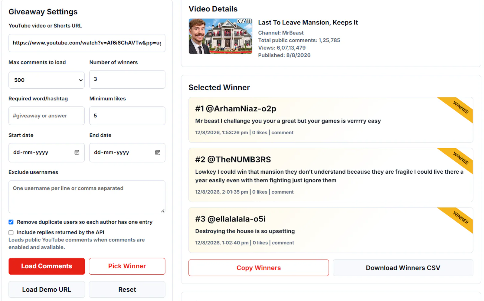 YouTube Comment Picker screenshot 2