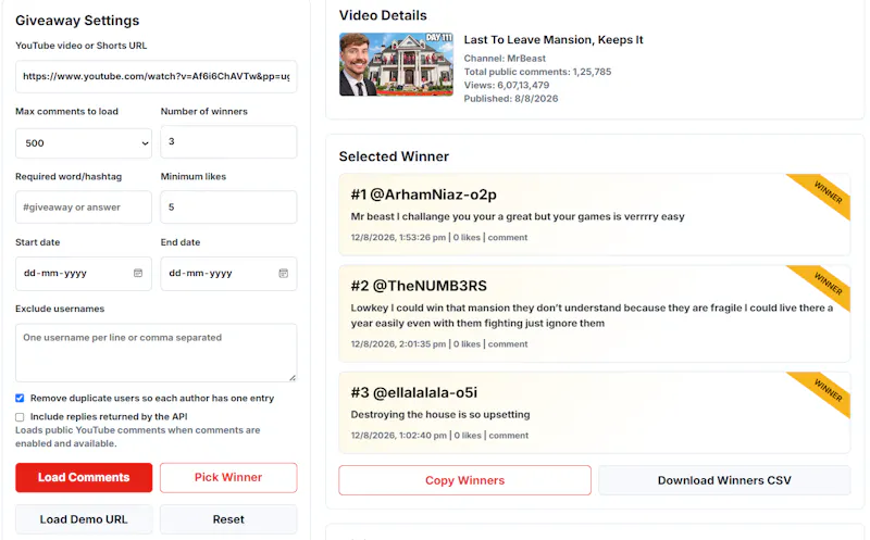 YouTube Comment Picker screenshot 2