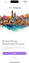 Purpose App logo, a clean and modern design representing a philanthropic platform that connects donors with credible donation avenues.