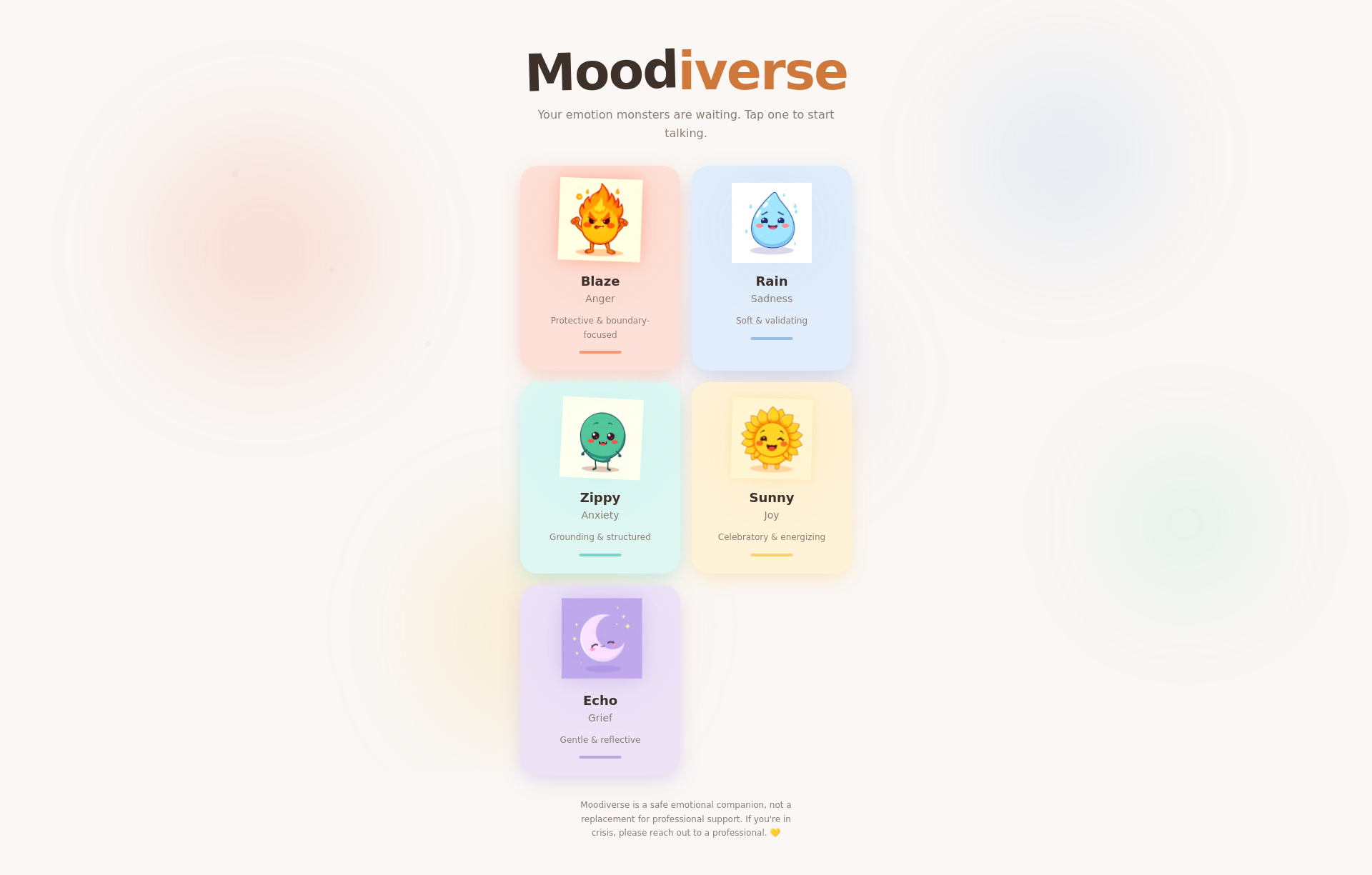 Moodiverse - Main product screenshot demonstrating key features and user interface