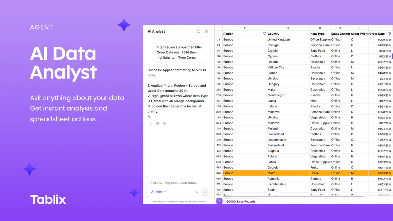 Tablix: The Modern AI Spreadsheet gallery image