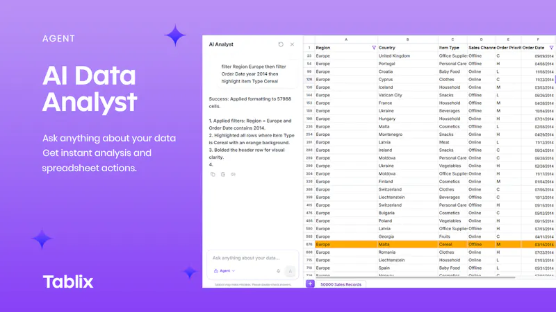 Tablix: The Modern AI Spreadsheet screenshot 3
