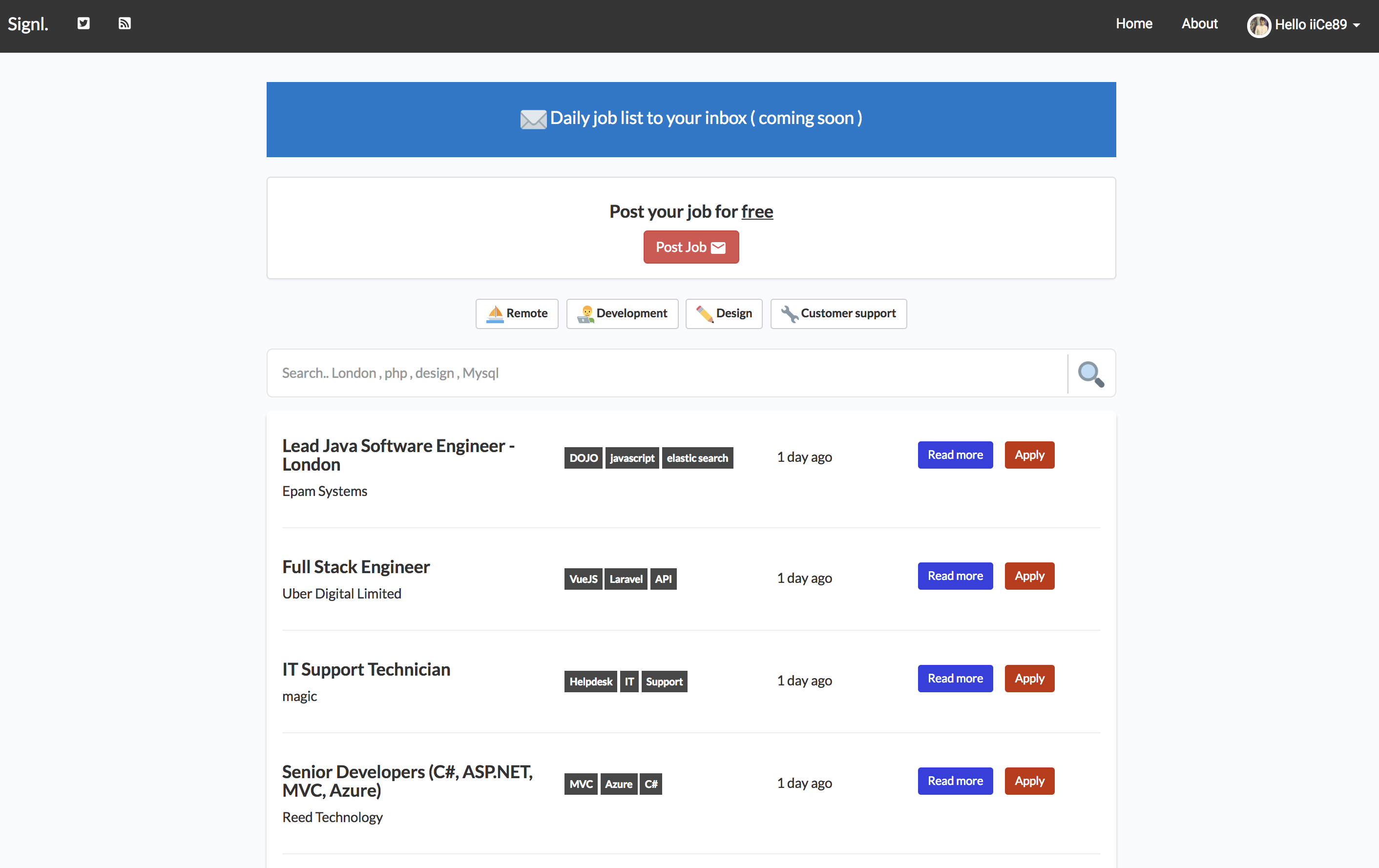 Signl. Job board gallery image
