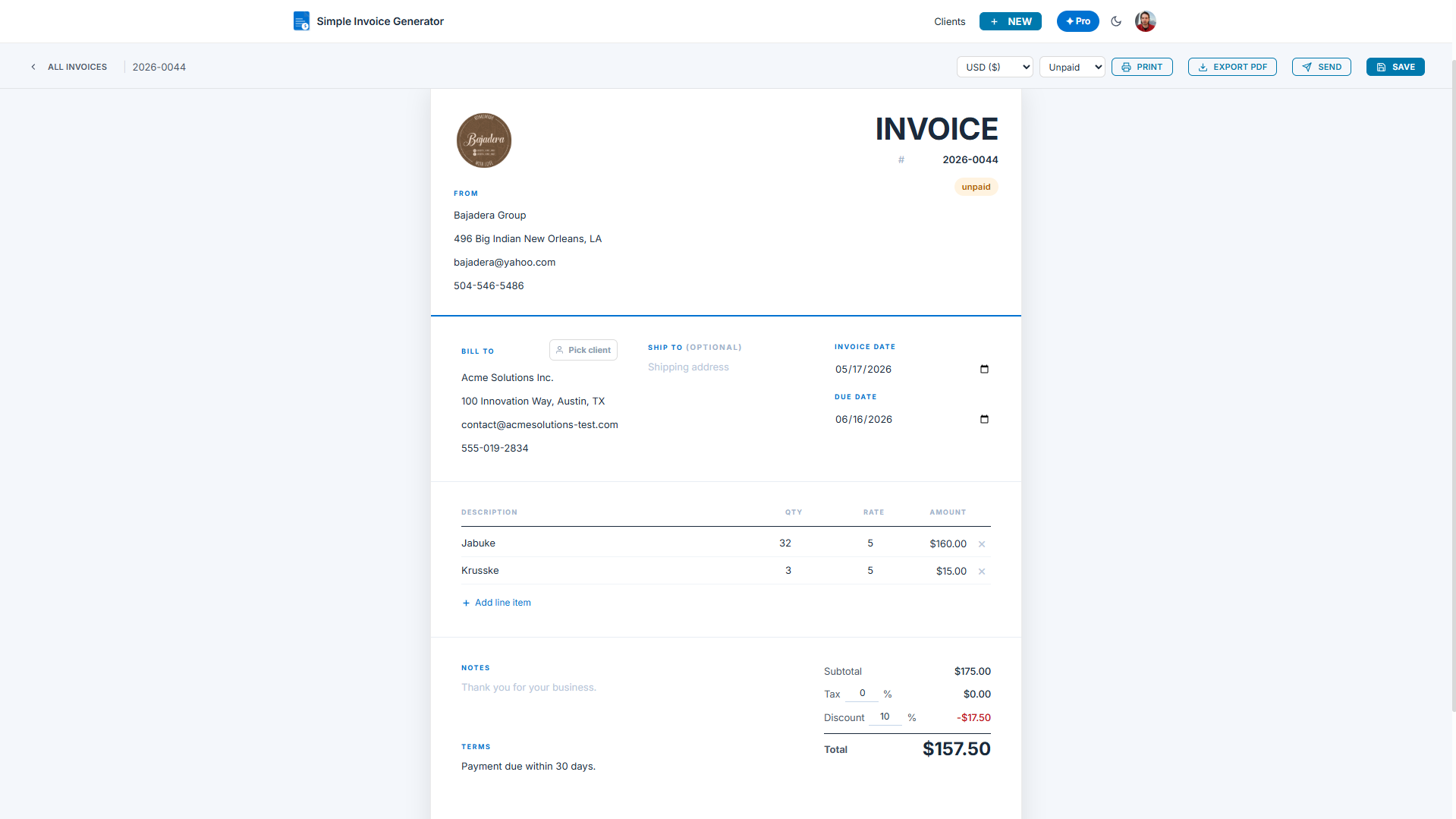 Simple Invoice Generator gallery image