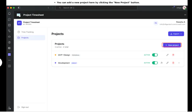 Project Timesheet screenshot 1