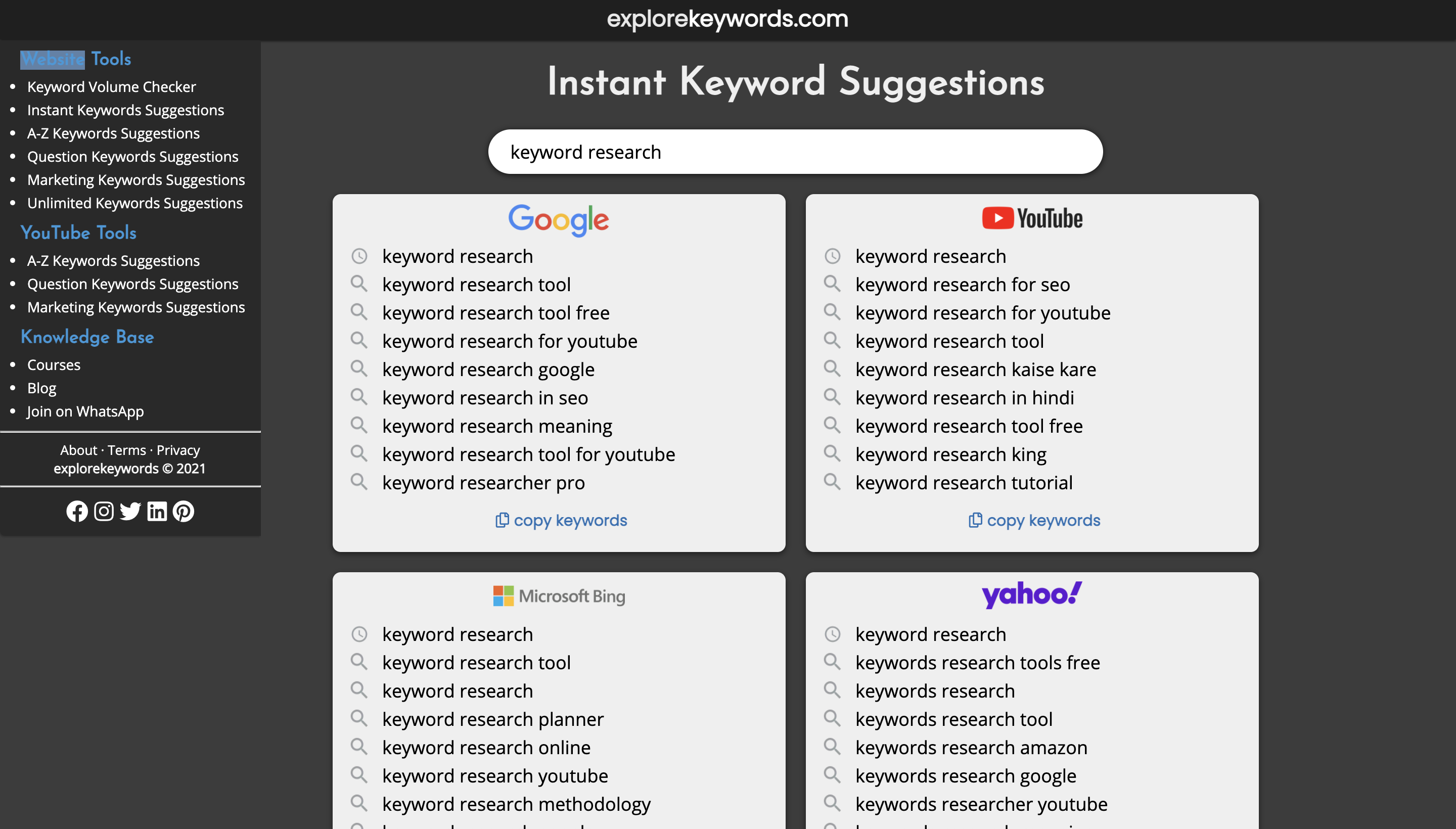 Explore Keywords gallery image
