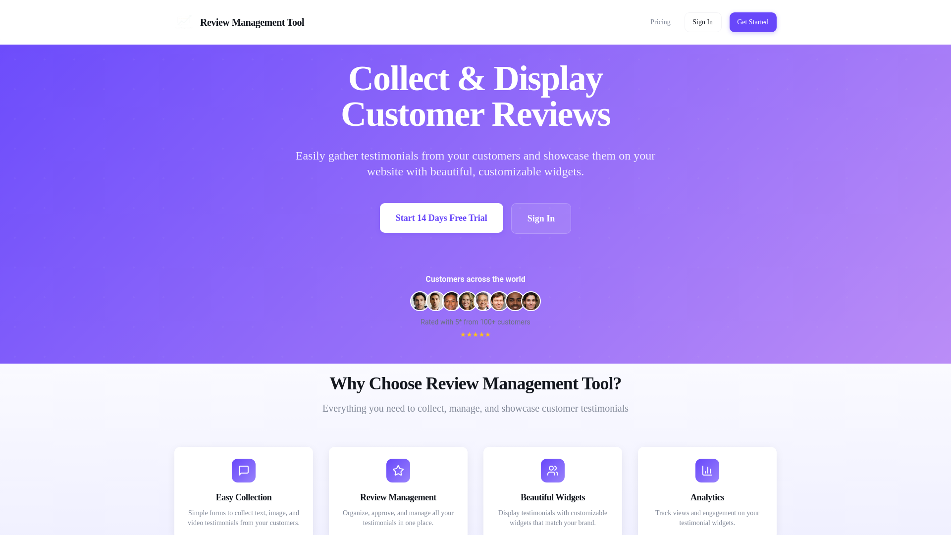 Média Collectez, présentez et grandissez avec des témoignages - Collectez, gérez et présentez les avis qui entraînent des conversions. 1