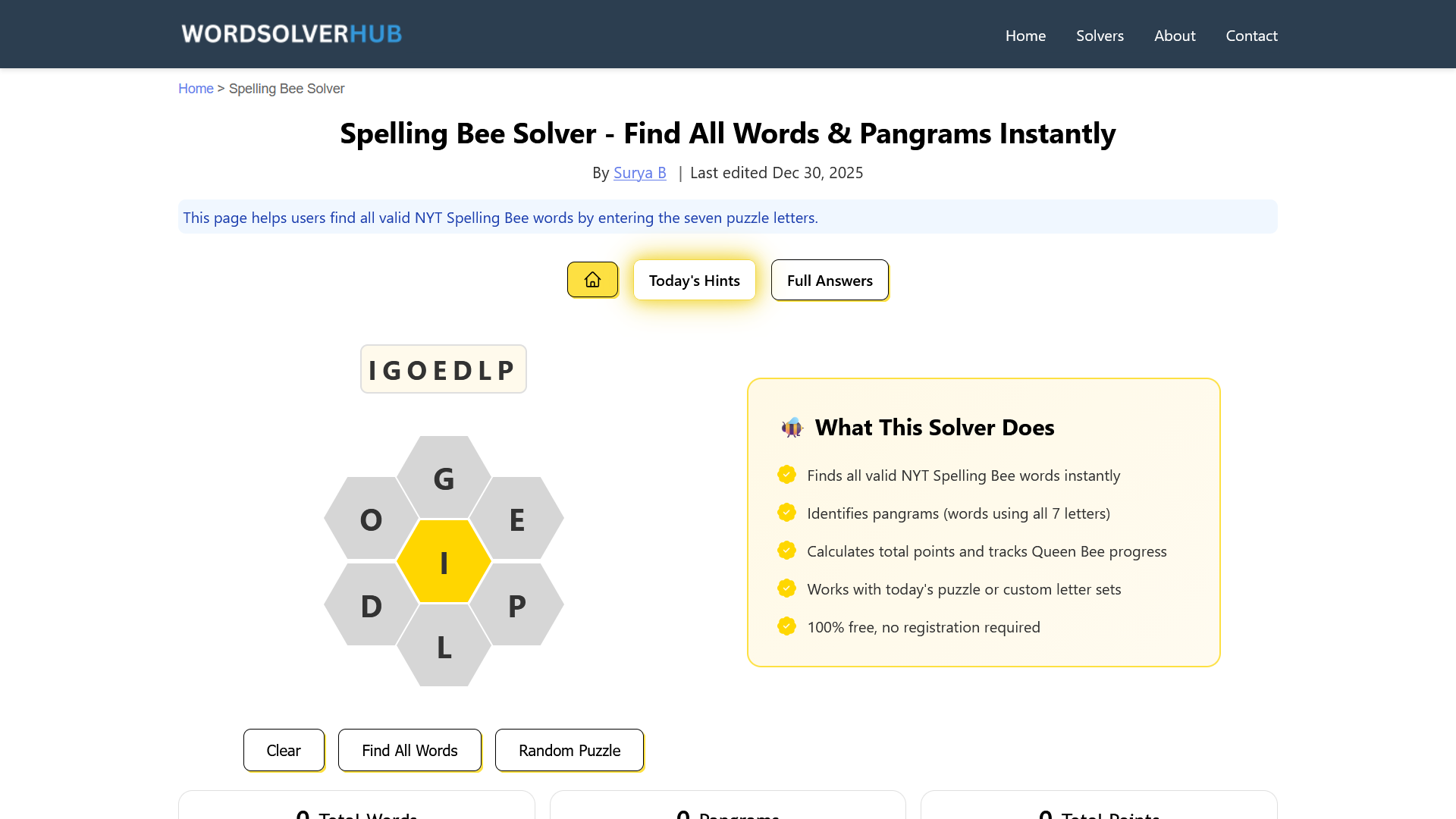Word Solver Hub - Main product screenshot demonstrating key features and user interface