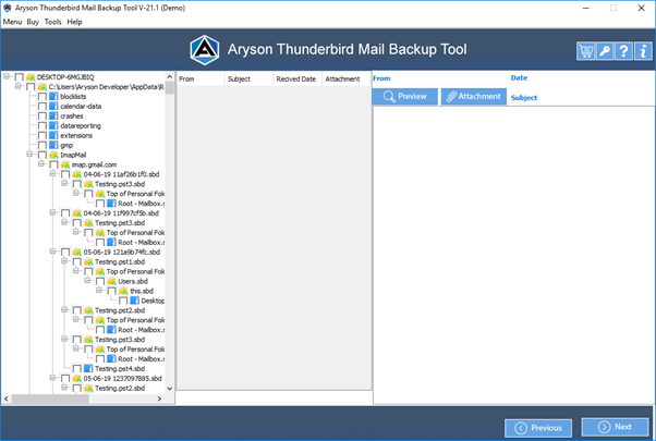 Aryson Thunderbird Backup Aracı - Ataşmanlarla birlikte Thunderbird e -postalarını yedeklemek için önemli bir araç medya 1