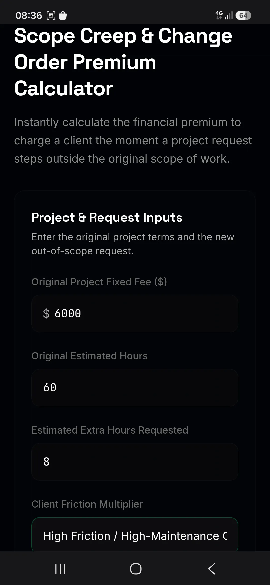 Freepaycalc, A Free Freelancer's Friend screenshot 6
