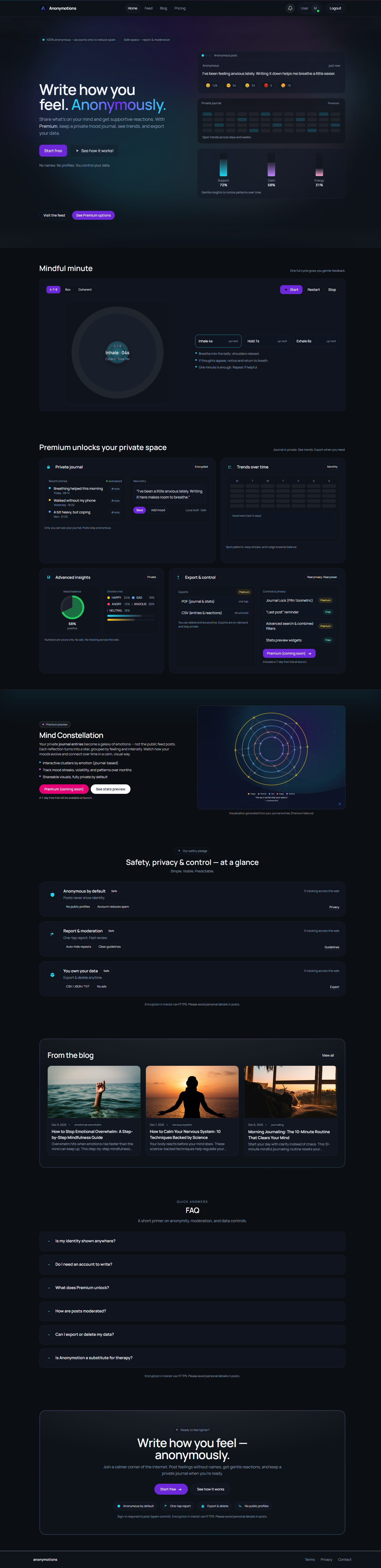 Write how you feel, anonymously - Screenshot 2 showing product features and functionality