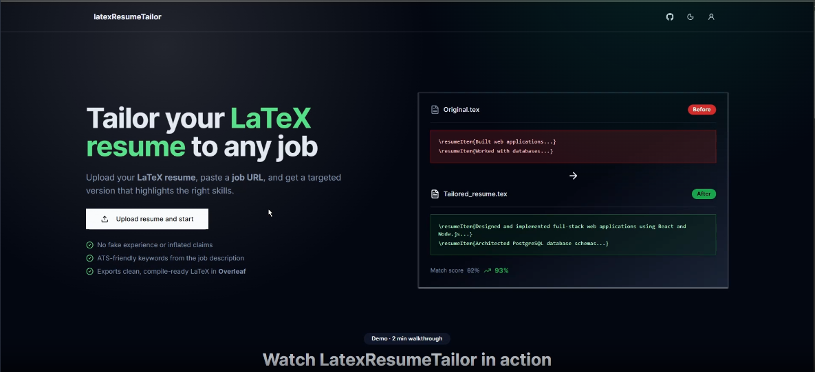 latexResumeTailor gallery image