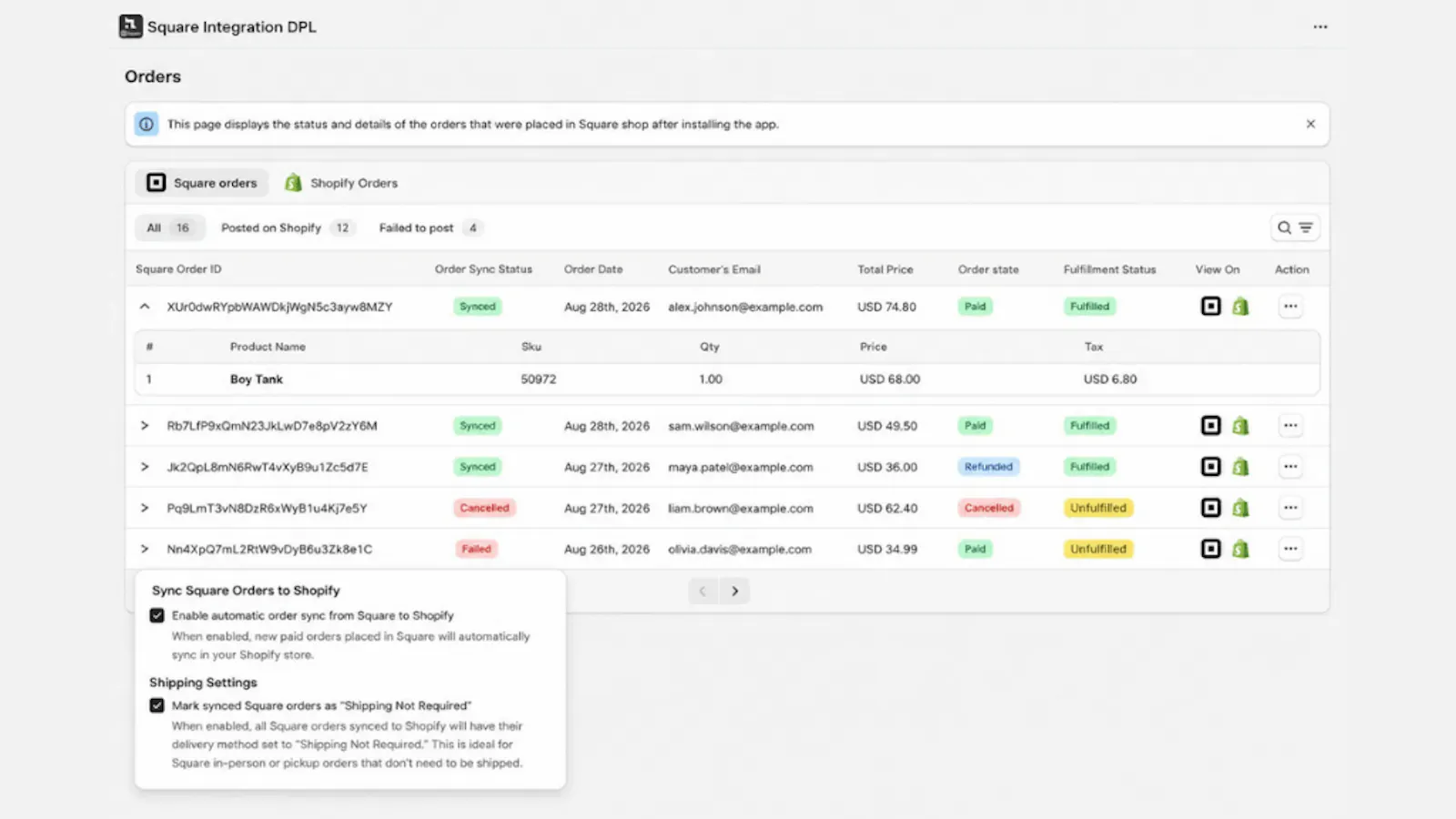 Shopify Square Integration DPL screenshot 4