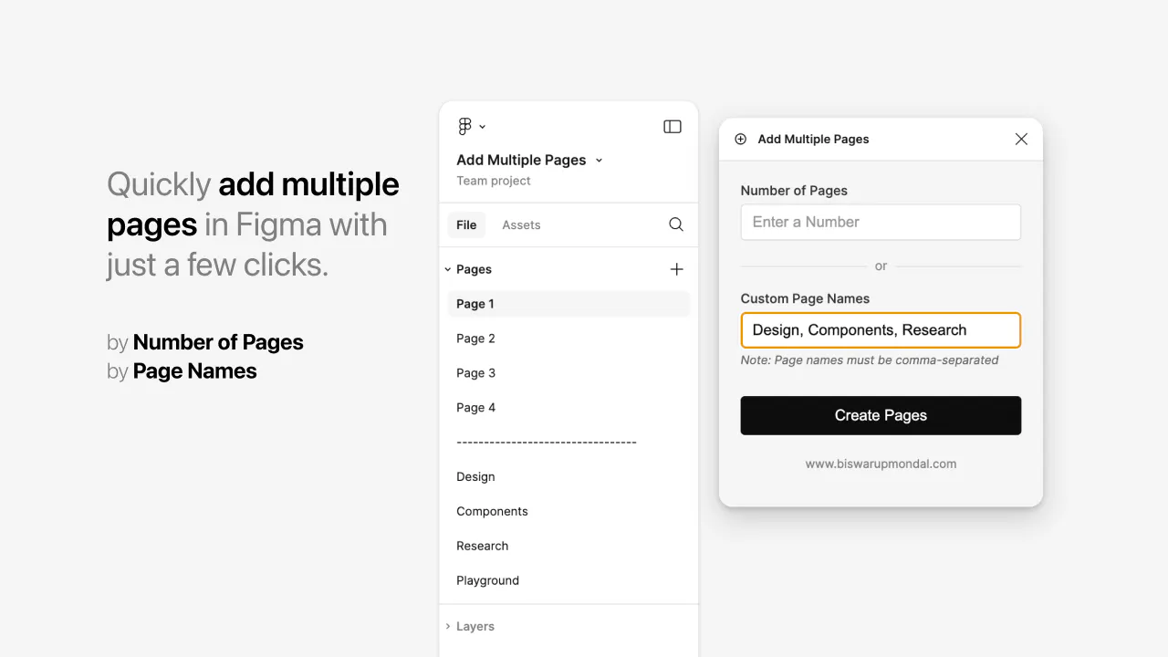 Figma Plugin: Add Multiple Pages gallery image