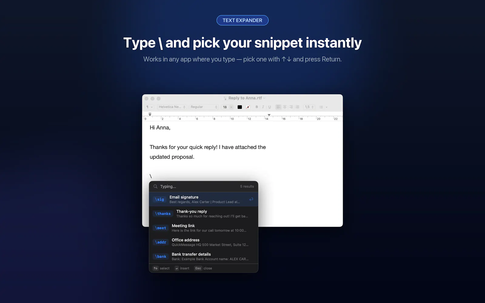 QuickMessage screenshot 2