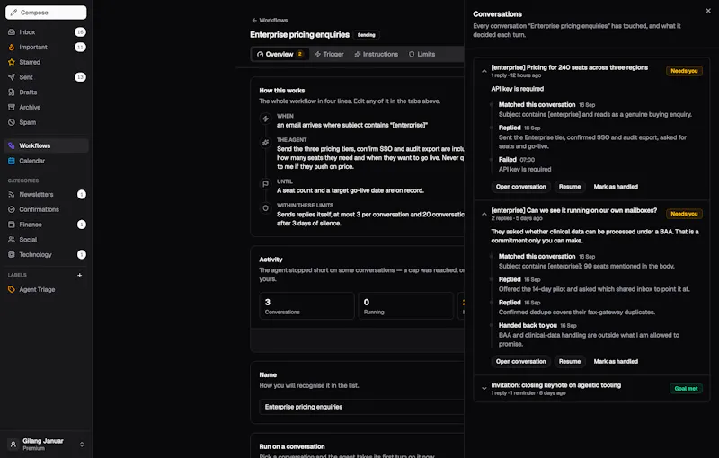 LaterOn v2: The agentic email plaftform screenshot 3